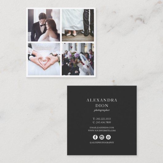 写真モダンエレガントコラージュ写真 スクエア名刺 (正面/裏面)