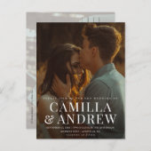 写真モダンエレガントスタイリッシュ結婚の インビテーションポストカード (正面/裏面)