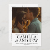 写真モダンエレガントスタイリッシュ結婚の インビテーションポストカード (正面/裏面)