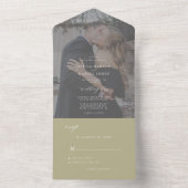 写真モダンエレガントセージ緑の結婚式RSVP オールインワン招待状 (内側)