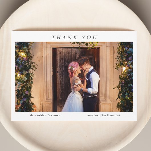 写真モダンエレガントタイポグラフィメ結婚ッセージ サンキューカード