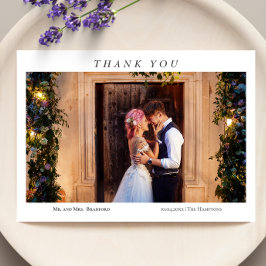 写真モダンエレガントタイポグラフィメ結婚ッセージ サンキューカード