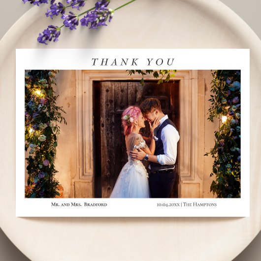 写真モダンエレガントタイポグラフィメ結婚ッセージ サンキューカード