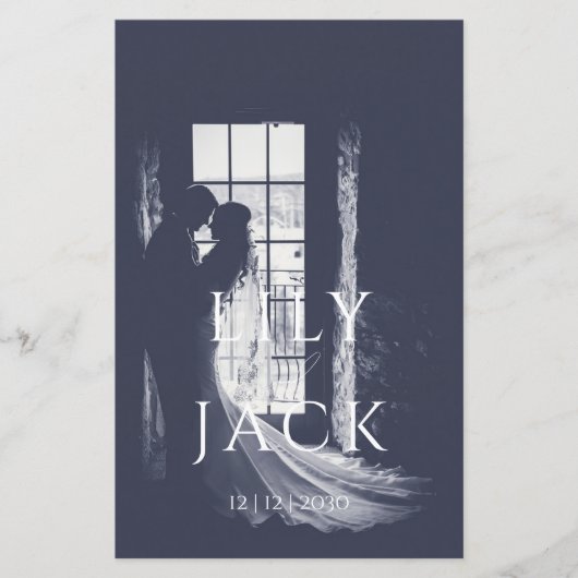 写真モダンエレガントタイポグラフィ結婚のメニュー (正面)