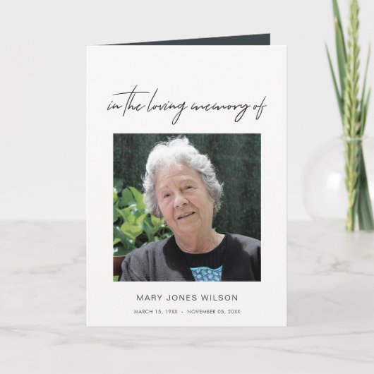 写真モダンエレガントミニマル悔やみや弔慰記念碑 サンキューカード (正面)