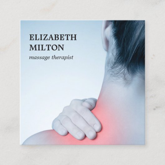 写真モダンエレガントユニークマッサージセラピスト スクエア名刺 (正面)