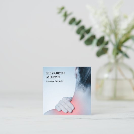 写真モダンエレガントユニークマッサージセラピスト スクエア名刺 (スタンド正面)