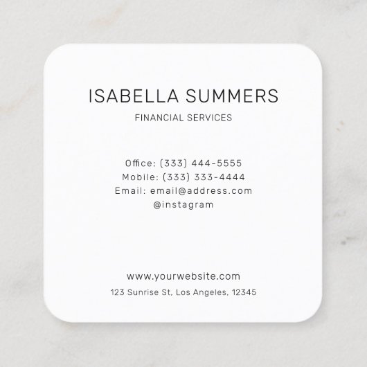 写真モダンエレガント不動産仲介業者金融プロフェッショナル スクエア名刺 (裏面)