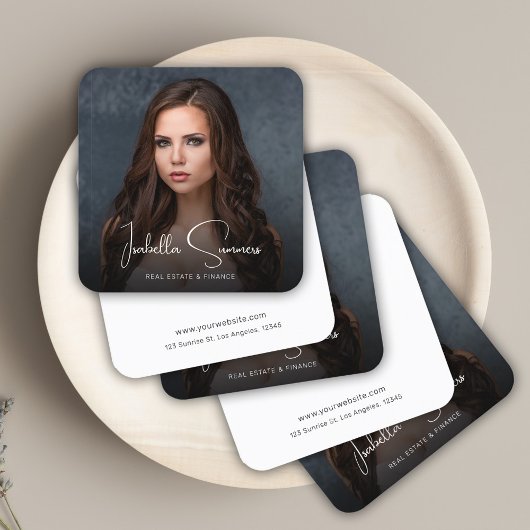 写真モダンエレガント不動産仲介業者金融プロフェッショナル スクエア名刺