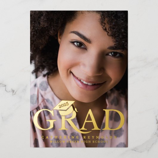 写真モダンエレガント卒業会 箔招待状 (正面)