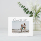 写真モダンエレガント日付の保存 ポストカード (スタンド正面)