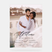 写真モダンエレガント書の結婚歓迎 アクリルサイン (正面)