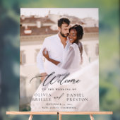 写真モダンエレガント書の結婚歓迎 アクリルサイン (ニュートラル)