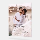 写真モダンエレガント書の結婚歓迎 アクリルサイン (傾斜)