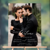 写真モダンエレガント書の結婚歓迎 アクリルサイン (ニュートラル)