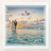 写真モダンエレガント結婚披露宴 ガラスコースター (正面)