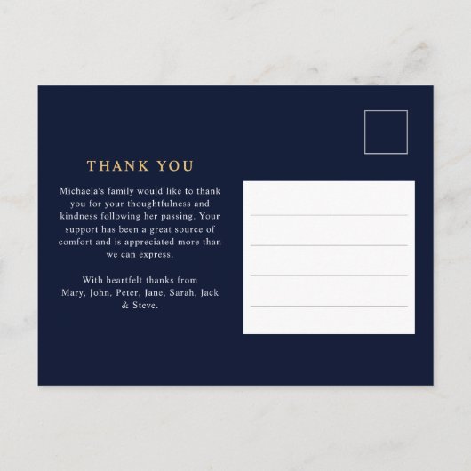 写真モダンエレガント葬儀/メモリアル ポストカード (裏面)