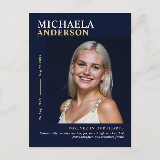 写真モダンエレガント葬儀/メモリアル ポストカード (正面)