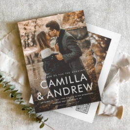 写真モダンエレガントQRコー結婚ド 招待状