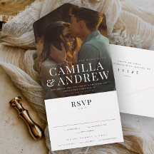 写真モダンエレガントRSVP結婚の