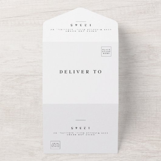 写真モダンエレガントRSVP結婚の オールインワン招待状 (外側)