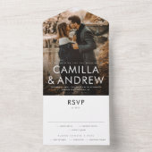 写真モダンエレガントRSVP結婚の オールインワン招待状 (内側)