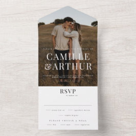 写真モダンエレガントRSVP結婚の オールインワン招待状