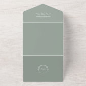 写真モダンエレガントSage Green結婚の オールインワン招待状 (外側)