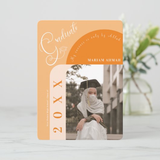 写真モダンオはっきりしたレンジイスラム卒業 招待状 (スタンド正面)