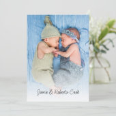 写真モダンオーバーレイ名ツインズ誕生のお知らせ 案内状 (スタンド正面)