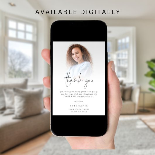 写真モダンオーバーレイ大学院生ありがとう カード