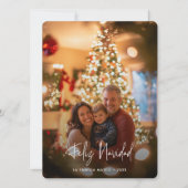 写真モダンオーバーレイFeliz Navidadクリスマスレッド シーズンカード (正面)