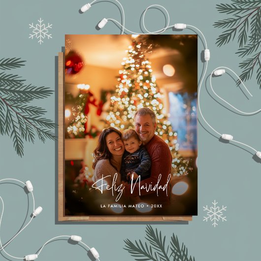 写真モダンオーバーレイFeliz Navidadクリスマスレッド シーズンカード