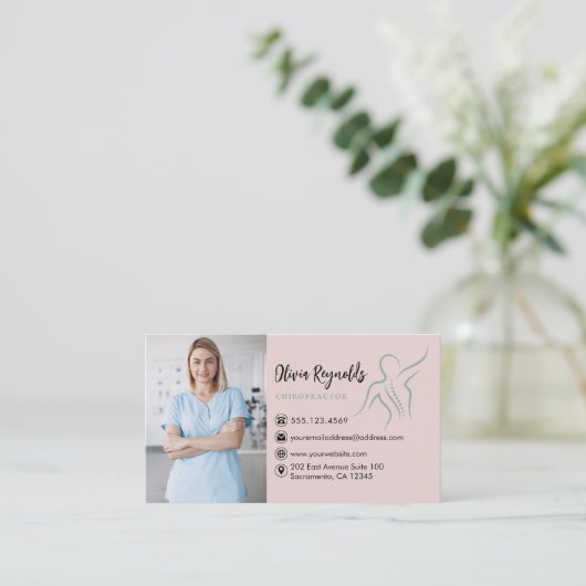 写真モダンカイロプラクターアポイントメントアラーム 名刺 (スタンド正面)