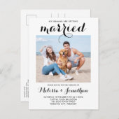 写真モダンカスタムドッグペット結婚ズ インビテーションポストカード (正面/裏面)