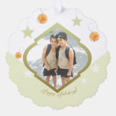 写真モダンカスタム星とオレンジ色 オーナメントカード (正面)