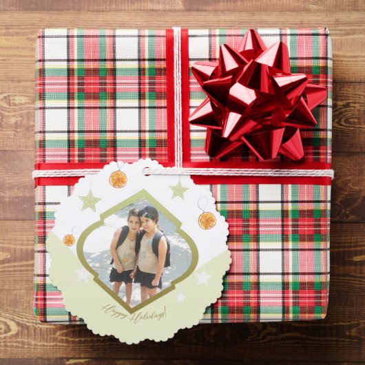 写真モダンカスタム星とオレンジ色 オーナメントカード (インサイチュ (ギフト))