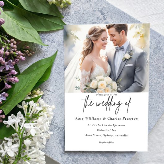 写真モダンカスタムQRコード結婚式招待状 招待状