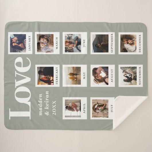 写真モダンカップル愛ヴァレンティーンズデイセージ・グリーン シェルパブランケット (正面(横))