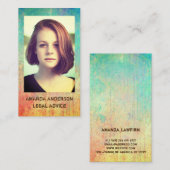 写真モダンカラフル水色の背景 名刺 (正面/裏面)