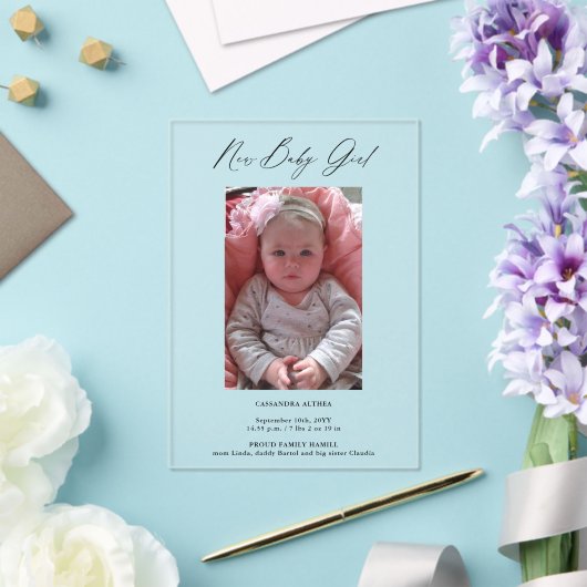 写真モダンガール生誕発表アクリルカード アクリル招待状 (インサイチュ (ウェディング))