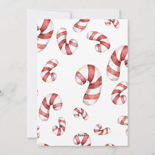 写真モダンキャンディー・ケーン・クリスマス シーズンカード (裏面)