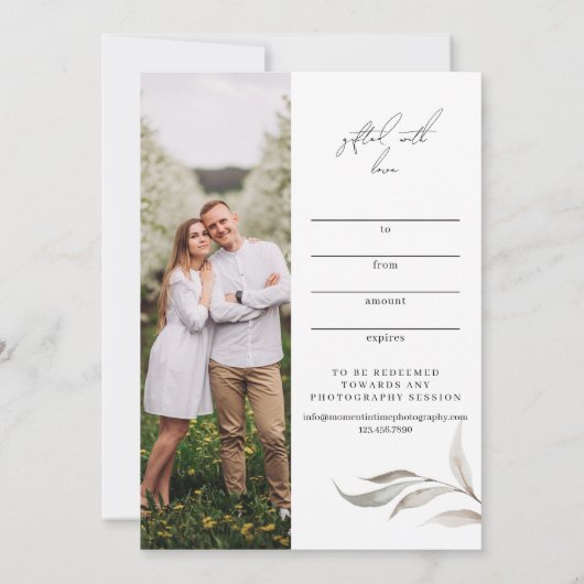 写真モダンギフト券 |ギフトカード (裏面)