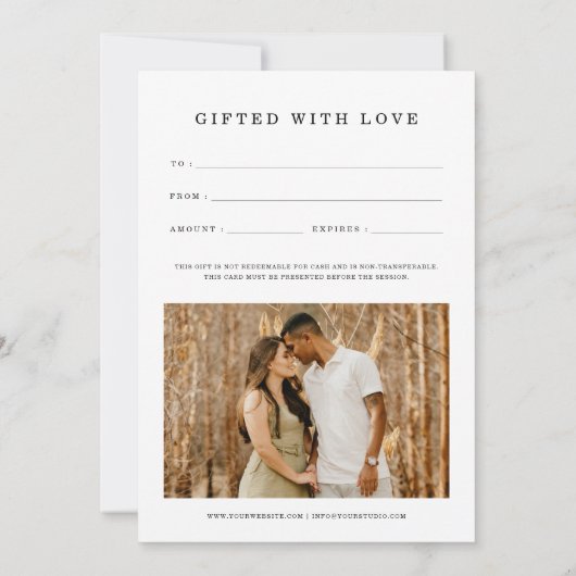 写真モダンギフト券 |ギフトカード (裏面)