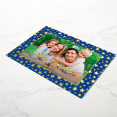 写真モダンクリスマエレガントスの金ゴールド星海軍の青 箔シーズンカード (回転した状態)