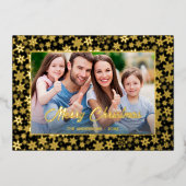 写真モダンクリスマエレガントスの黒と金ゴールド 箔シーズンカード (正面)