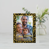 写真モダンクリスマエレガントスの黒と金ゴールド 箔シーズンポストカード (立ち正面)