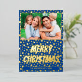 写真モダンクリスマエレガントス星海軍の青 箔シーズンカード (立ち正面)