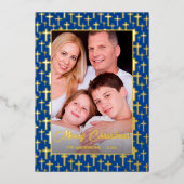 写真モダンクリスマエレガントス・クロス・ネイビー 箔シーズンカード (正面)