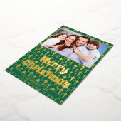 写真モダンクリスマスの台本イエスが緑を横切る 箔シーズンカード (回転した状態)